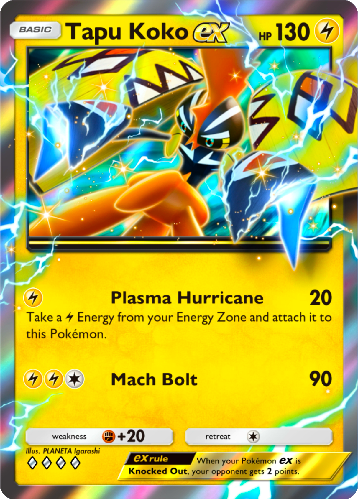 Tapu Koko EX Extradimensional Crisis (A3a) pocket app tcg proxy Pokemon card Holo
