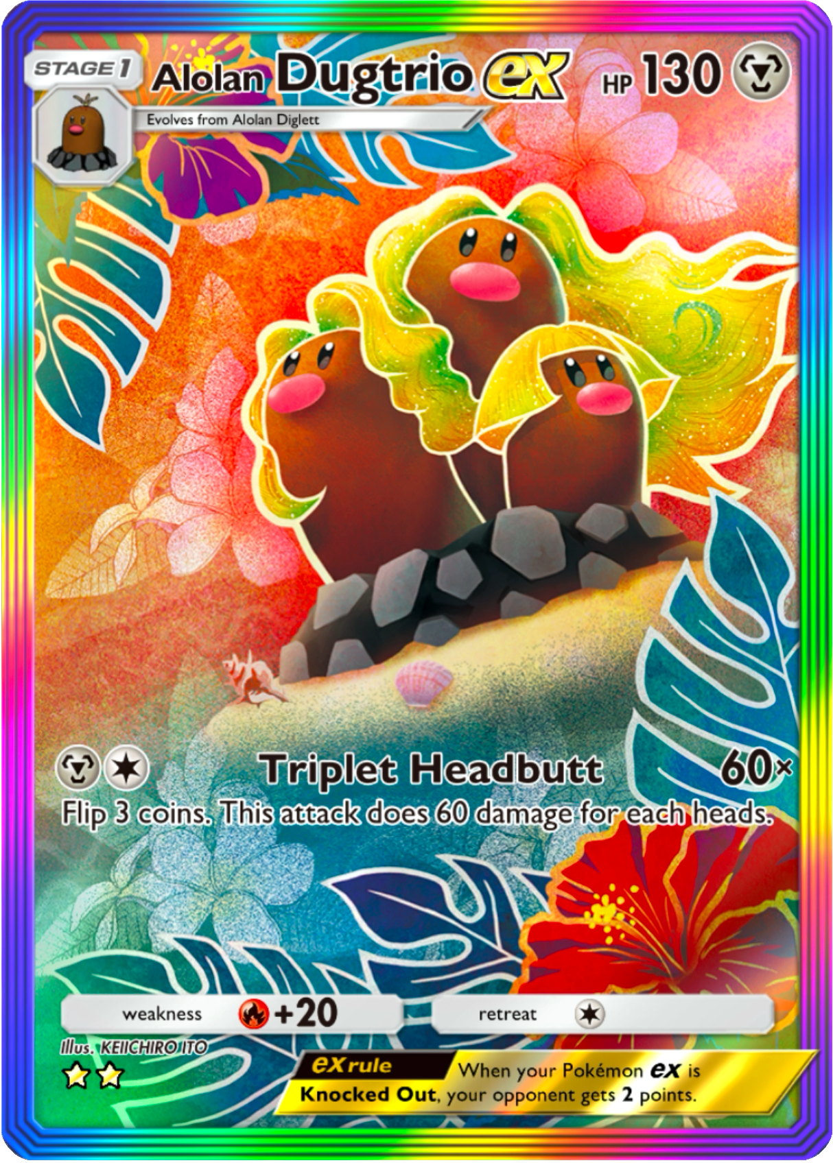 Alolan Dugtrio EX Extradimensional Crisis (A3a) pocket app tcg proxy Pokemon card Holo