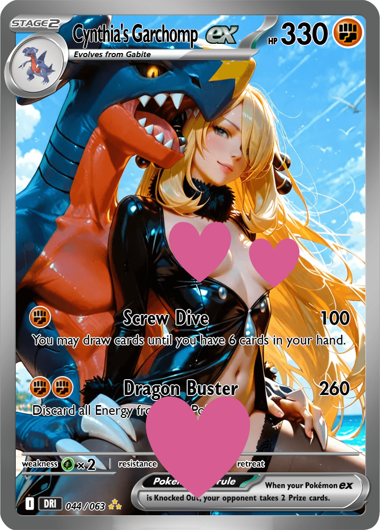 Cynthia's Garchomp EX 044/063 NSFW Waifu Furry pokemon Foil Proxy