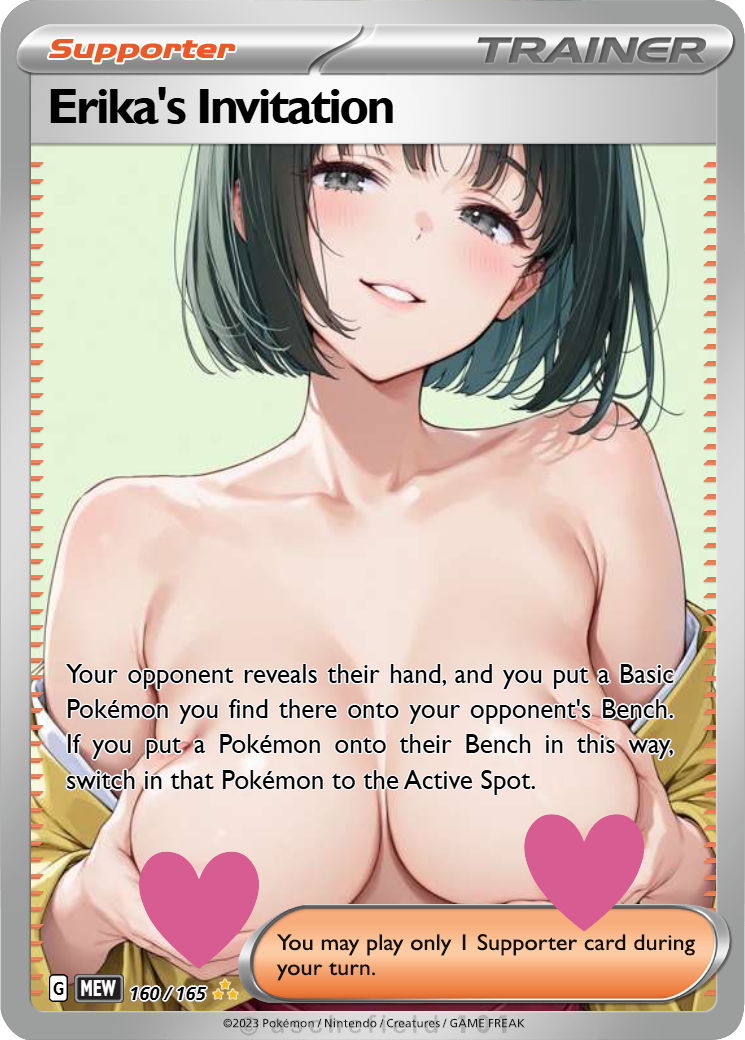 Erika's Invitation 160/165 NSFW Waifu Furry pokemon Foil Proxy