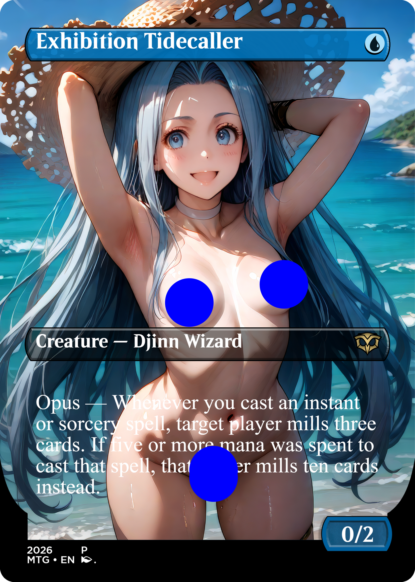 Exhibition Tidecaller, NSFW Waifu MTG Foil Proxy