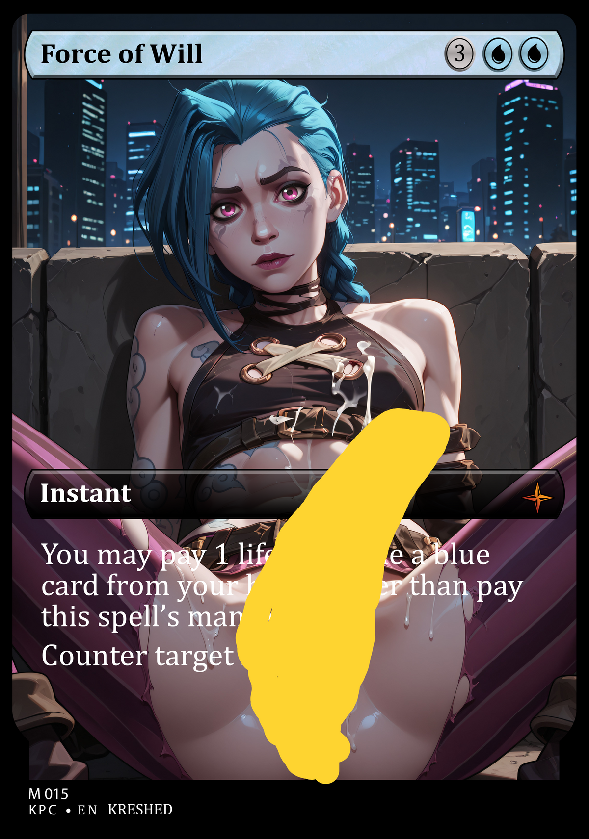 Force of Will - Jinx Futanari NSFW Waifu MTG Foil Proxy