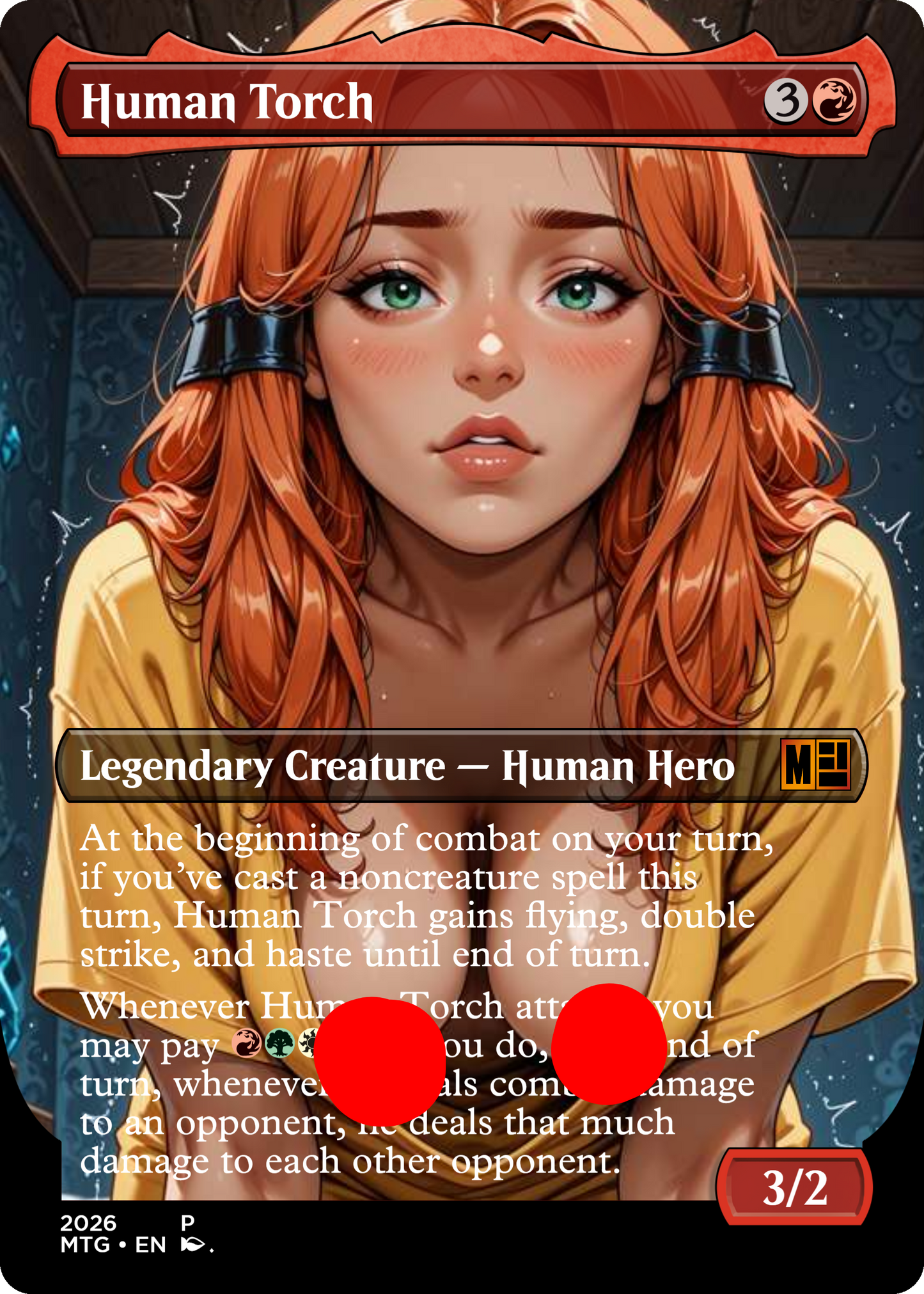 Human Torch, NSFW Waifu MTG Foil Proxy
