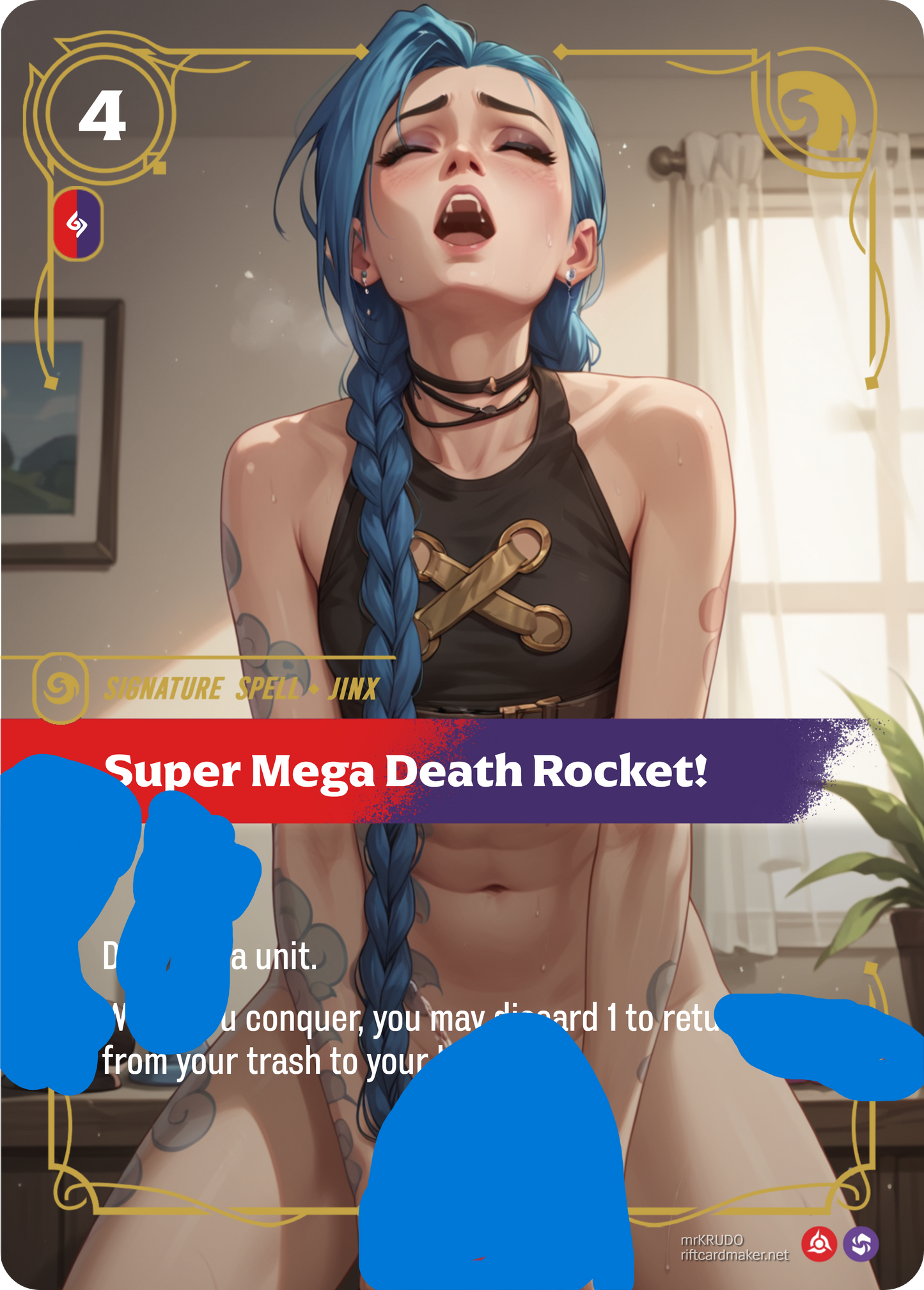 Super Mega Death Rocket! - Jinx NSFW Waifu Riftbound Foil Proxy