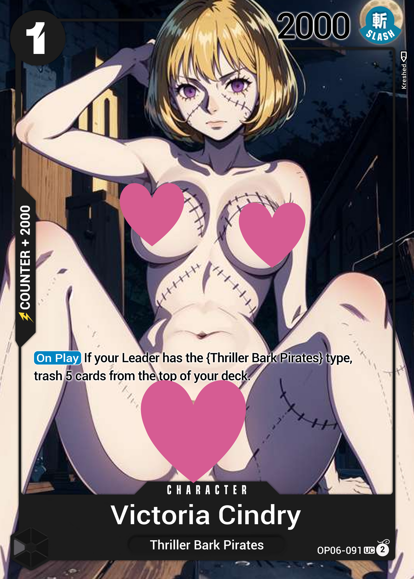 One Piece Victoria Cindry OP06-091 Character Proxy Card Holo NSFW