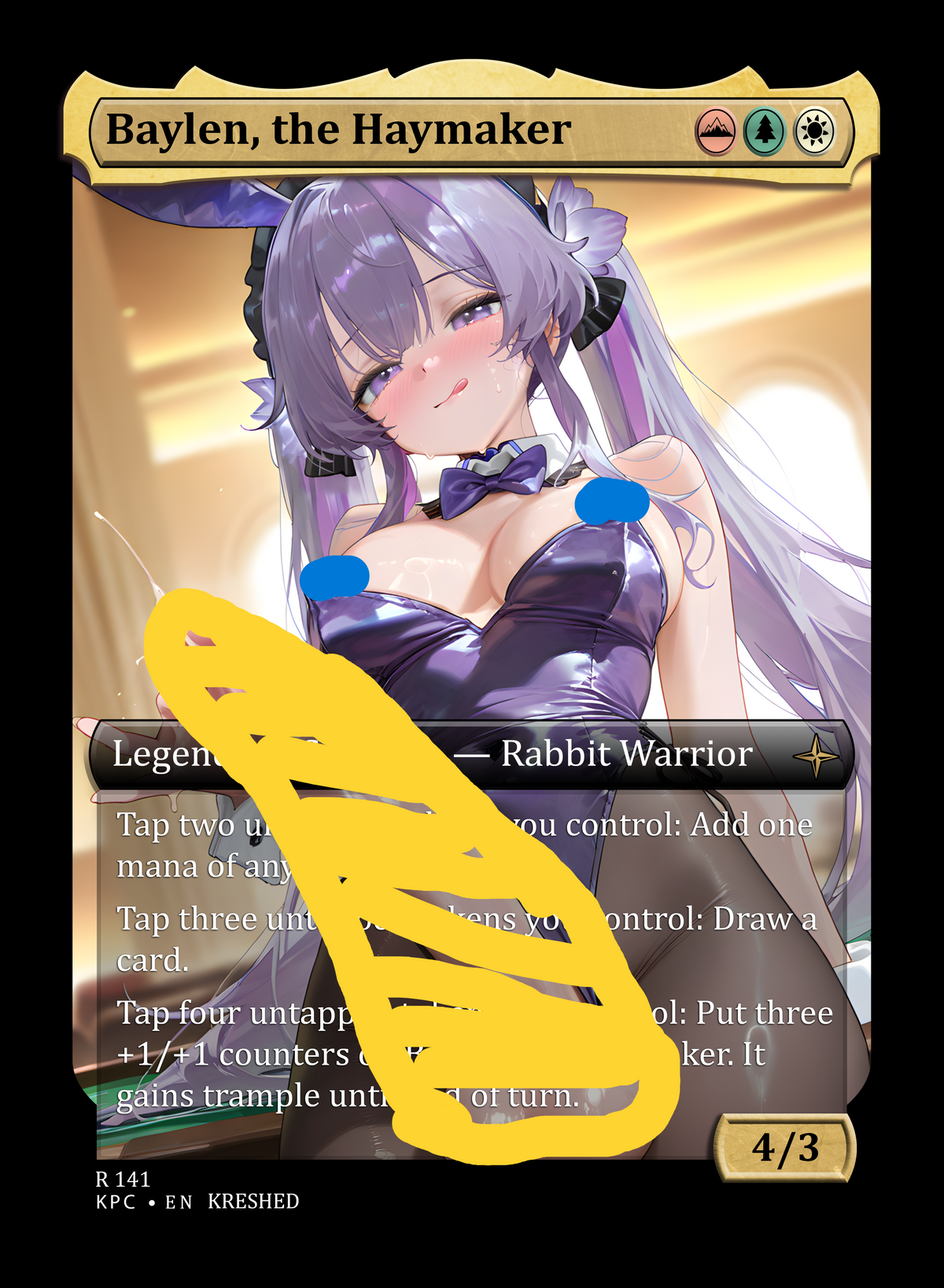Baylen, the Haymaker - Bunny Girl Futanari NSFW Waifu MTG Foil Proxy
