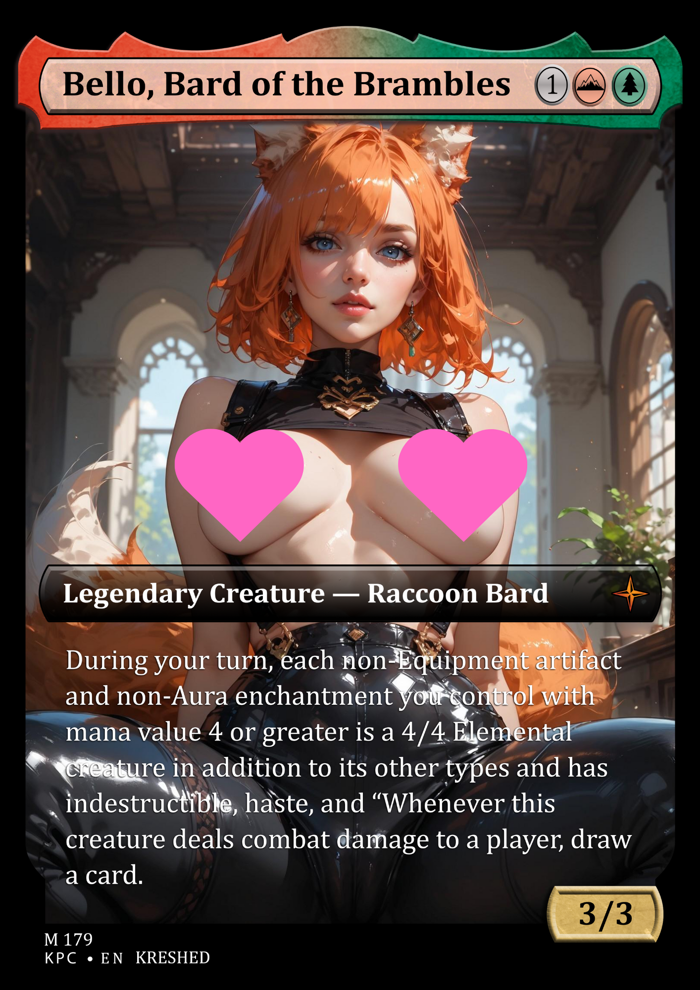 Bello, Bard of the Brambles -  NSFW Waifu MTG Foil Proxy