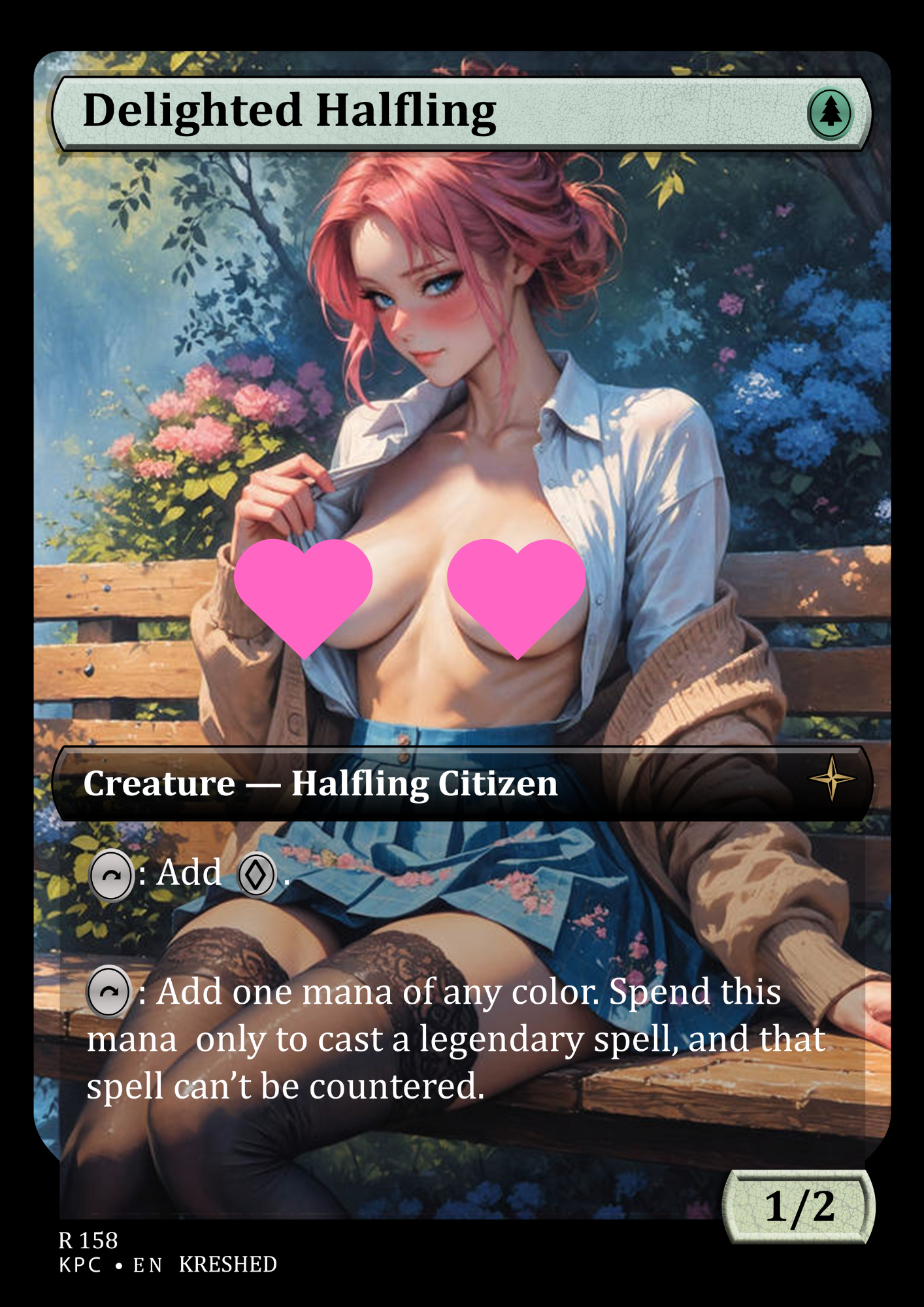 Delighted Halfling -  Nsfw Waifu MTG Foil Proxy