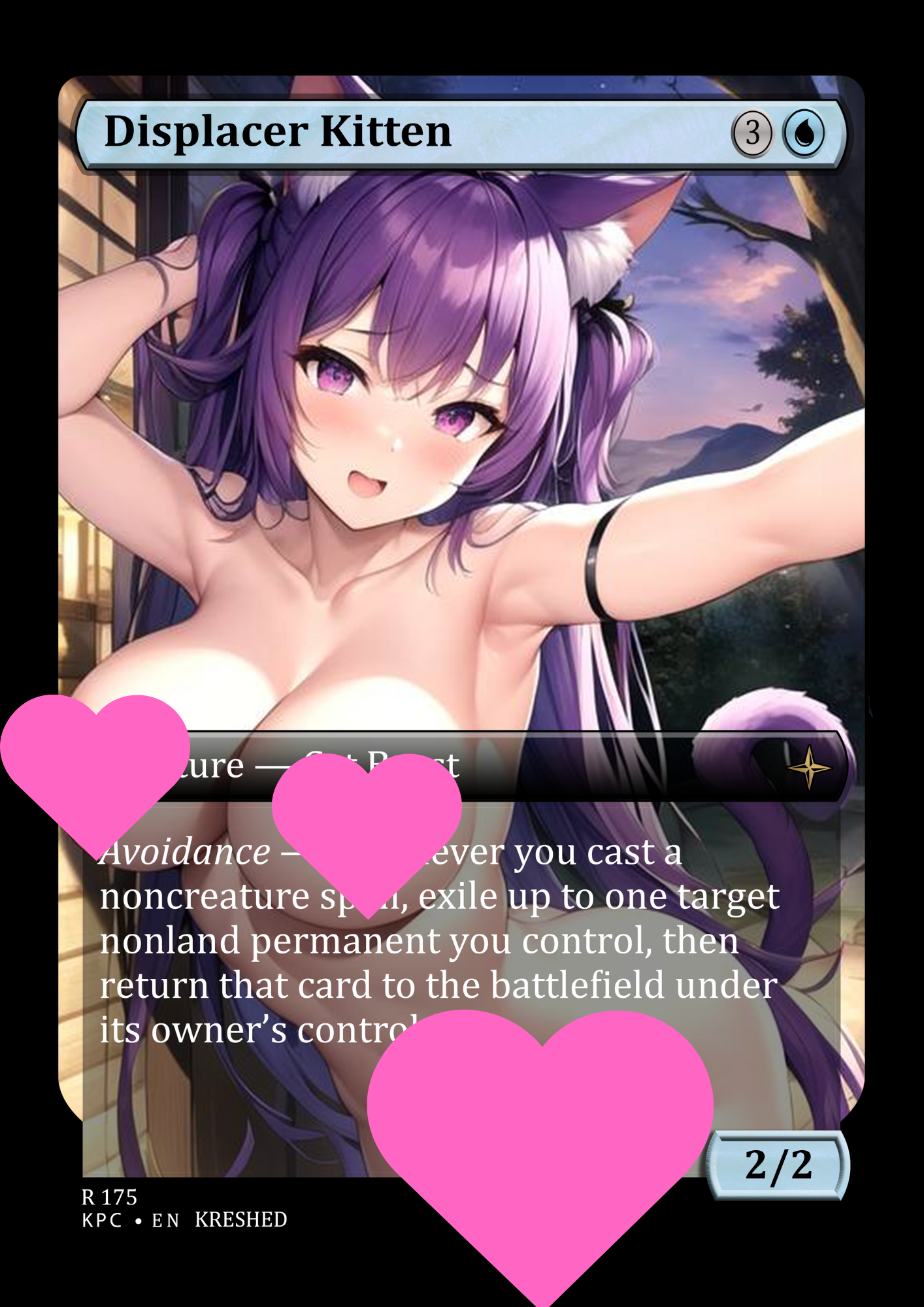 Displacer Kitten -  Nsfw Waifu MTG Foil Proxy