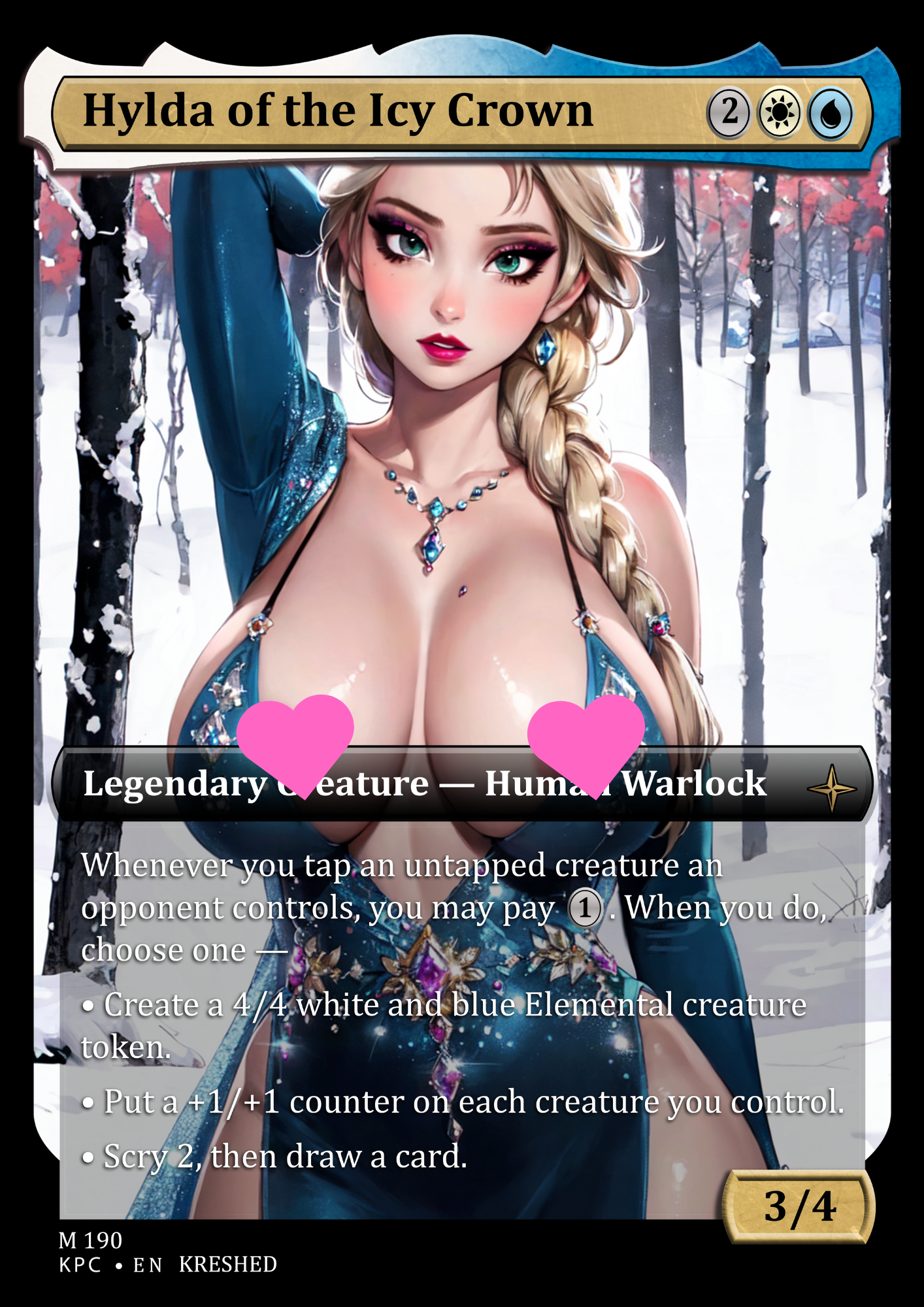 Hylda of the Icy Crown -  Elsa Nsfw Waifu MTG Foil Proxy