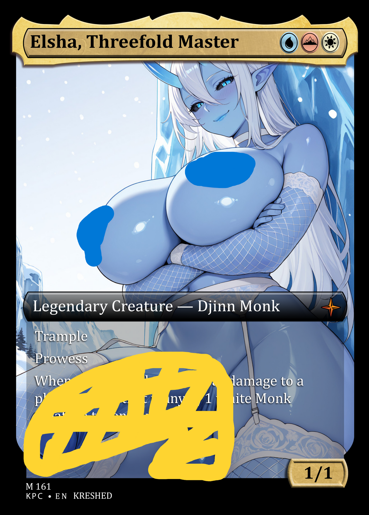 Elsha, Threefold Master - Futanari NSFW Waifu MTG Foil Proxy