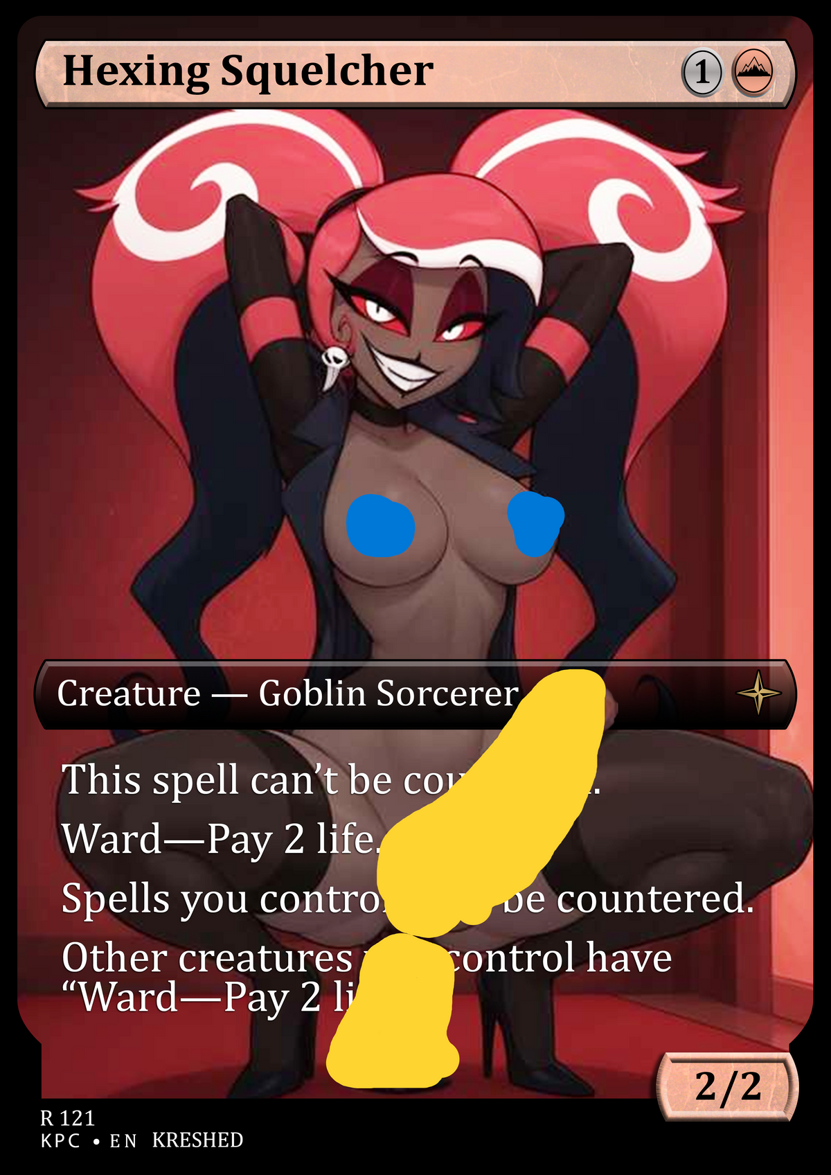Hexing Squeltcher - Velvette Futanari NSFW Waifu MTG Foil Proxy