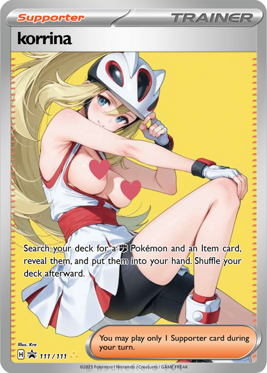 Korrina 111/111 NSFW Waifu Furry pokemon Foil Proxy