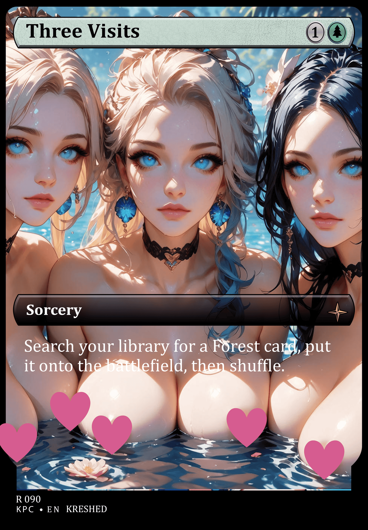 Three Visits NSFW Waifu MTG Foil Proxy