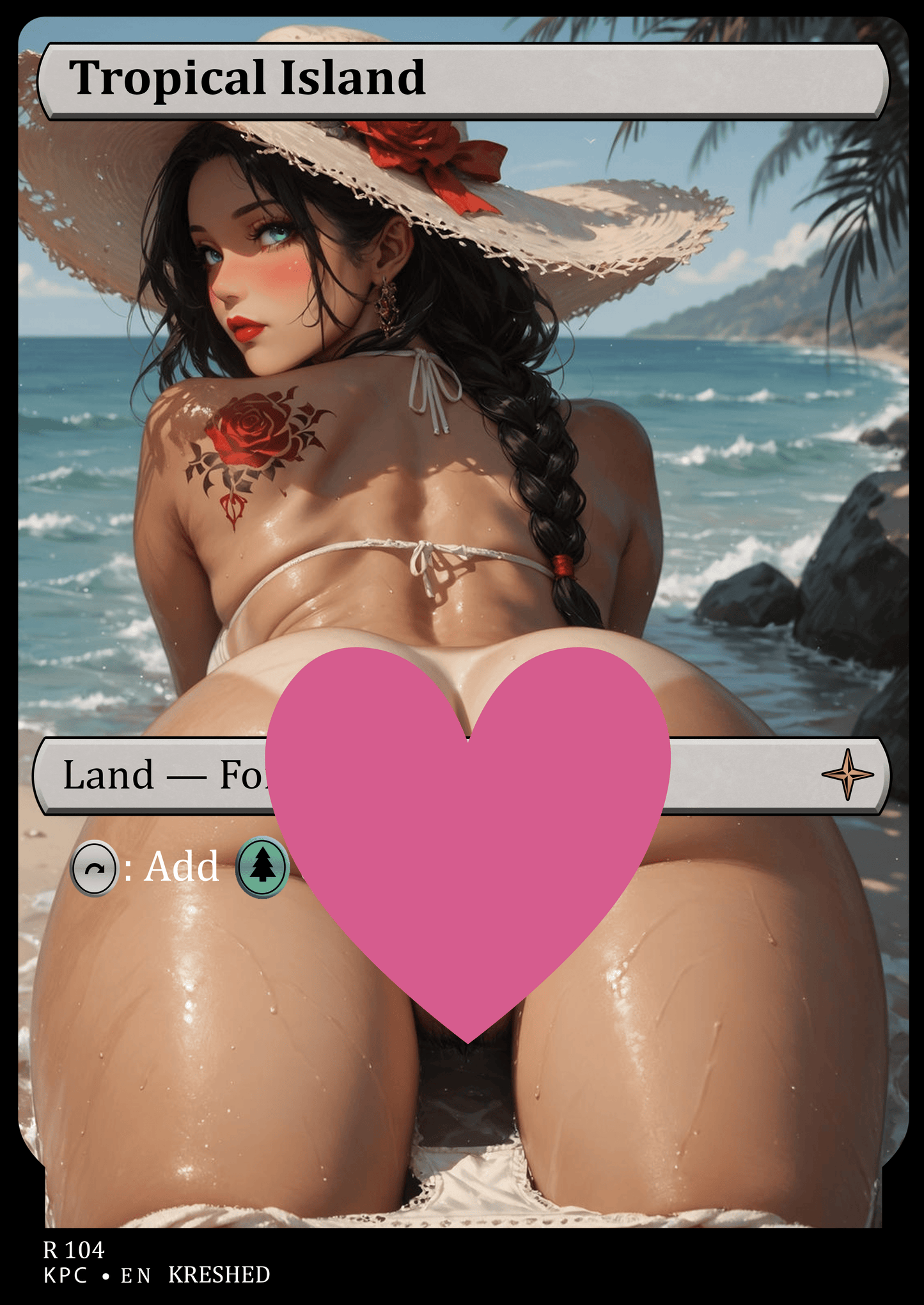 Tropical Island NSFW Waifu MTG Foil Proxy