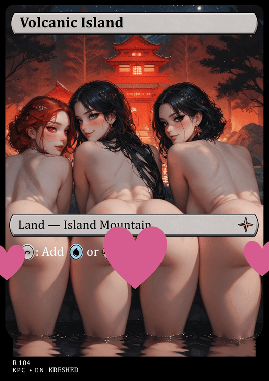 Volcanic Island NSFW Waifu MTG Foil Proxy