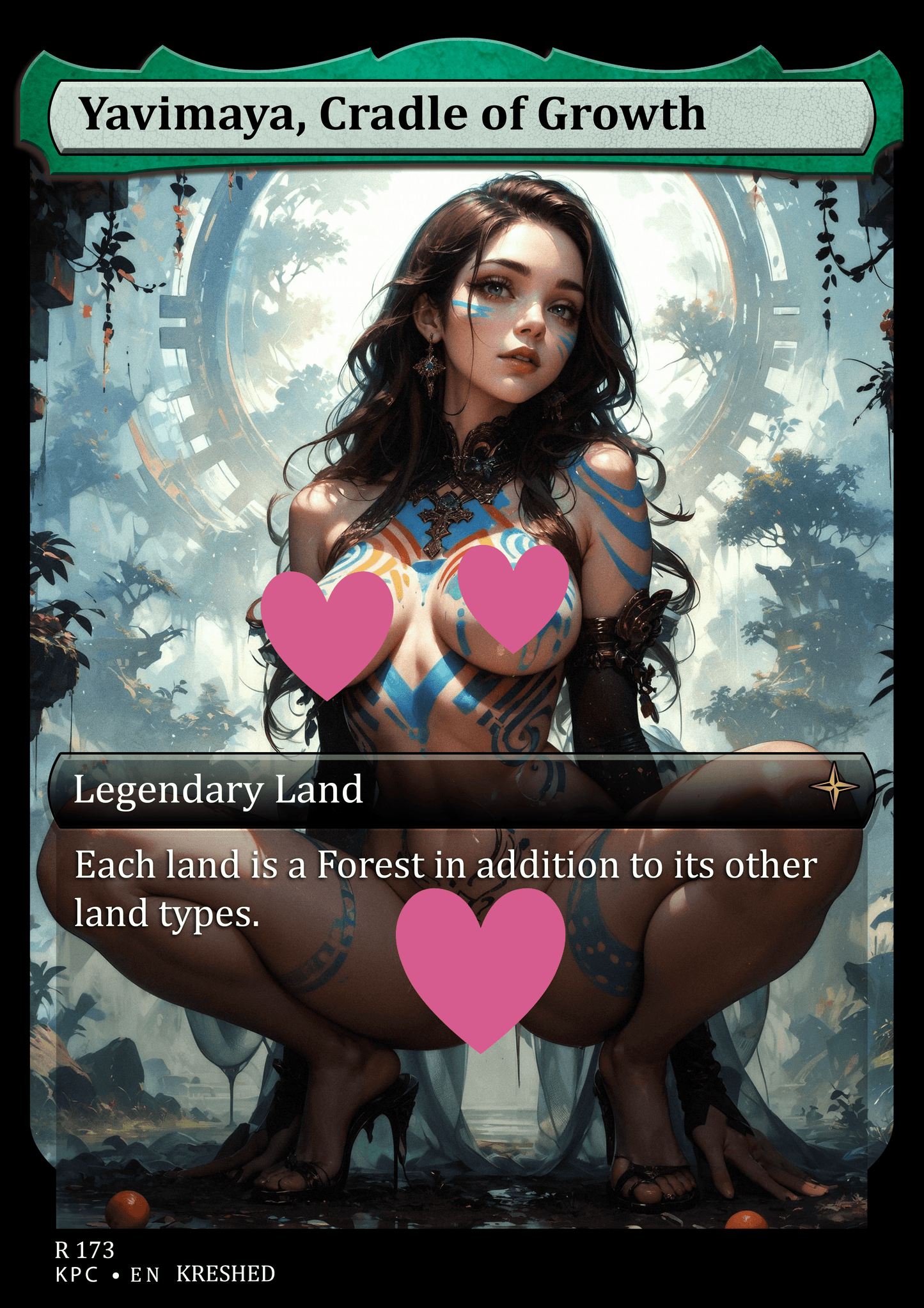 Yavimaya, Cradle of Growth NSFW Waifu MTG Foil Proxy