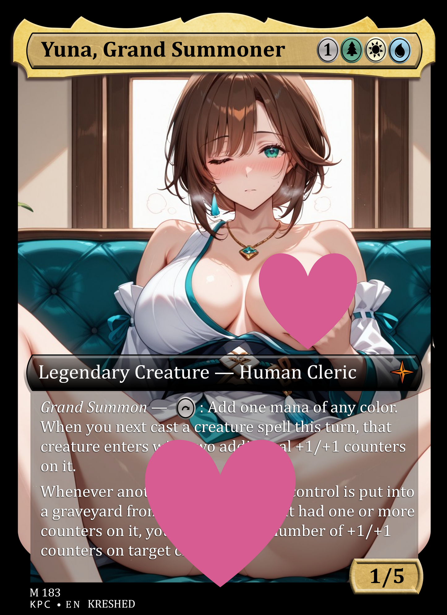 Yuna, Grand Summoner NSFW Waifu MTG Foil Proxy