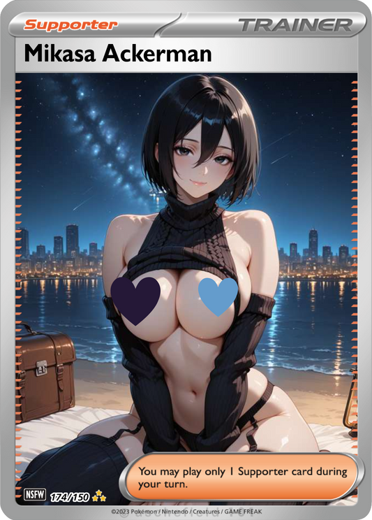 Mikasa Ackerman NSFW Waifu pokemon Foil Proxy