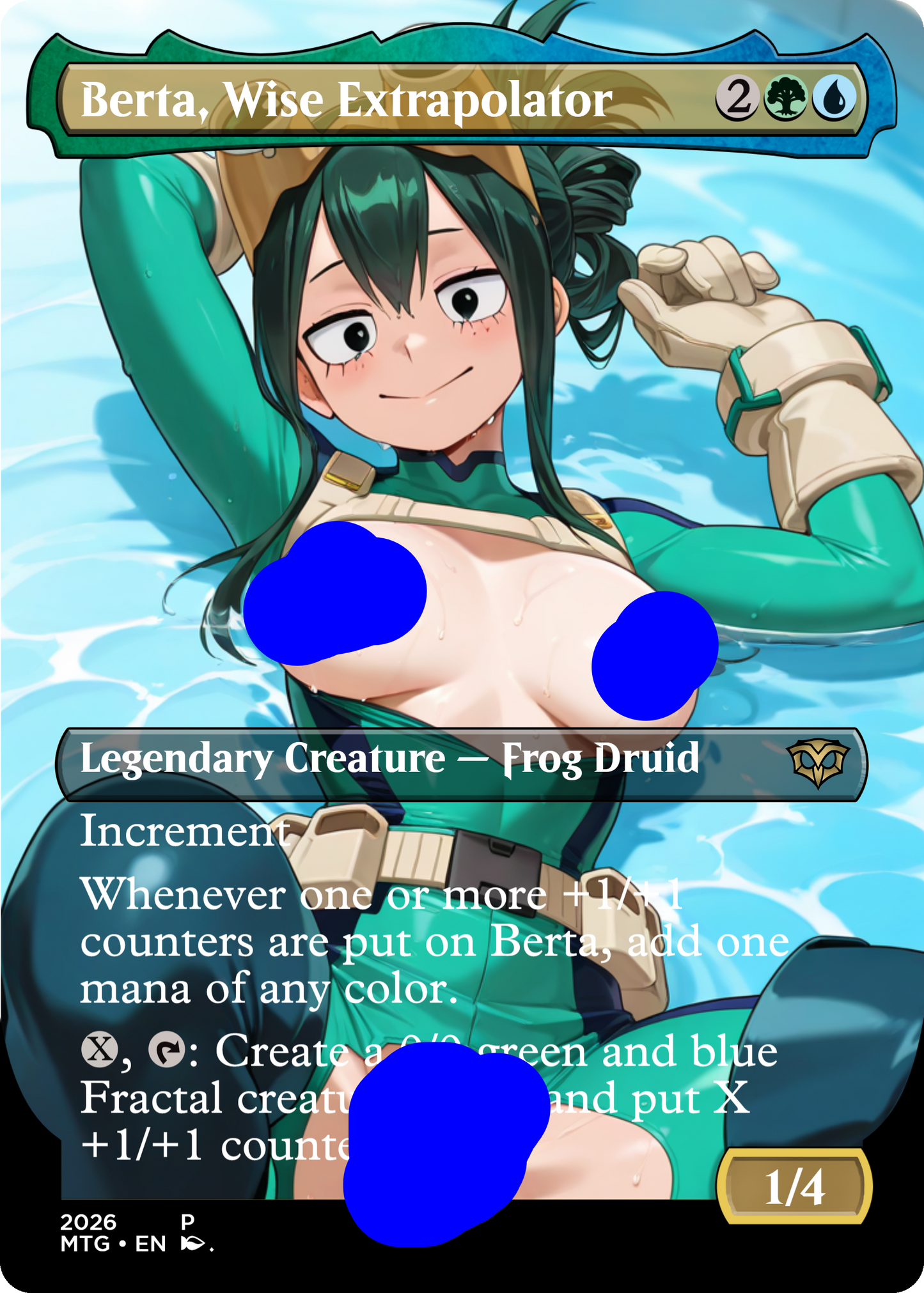 Berta, Wise Extrapolator,  NSFW Waifu MTG Foil Proxy