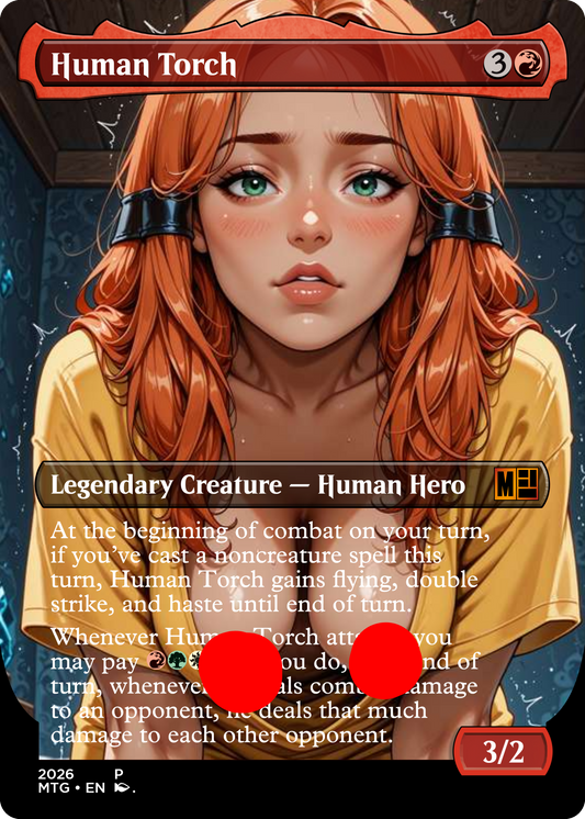 Human Torch, NSFW Waifu MTG Foil Proxy