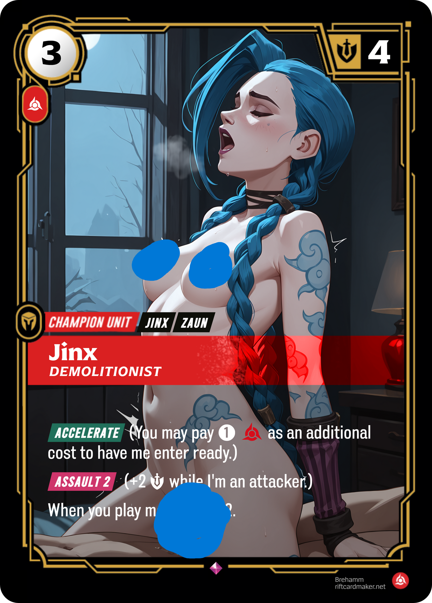 Jinx, Demolition  - NSFW Waifu Riftbound Foil Proxy