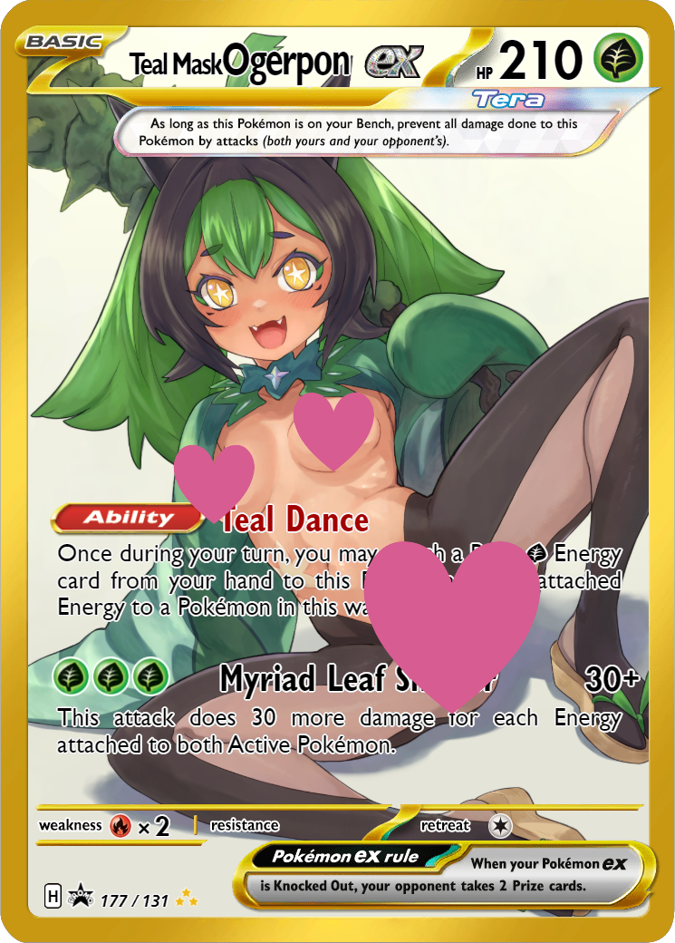 Teal Mask Ogerpon EX 177/131 NSFW Waifu Furry pokemon Foil Proxy