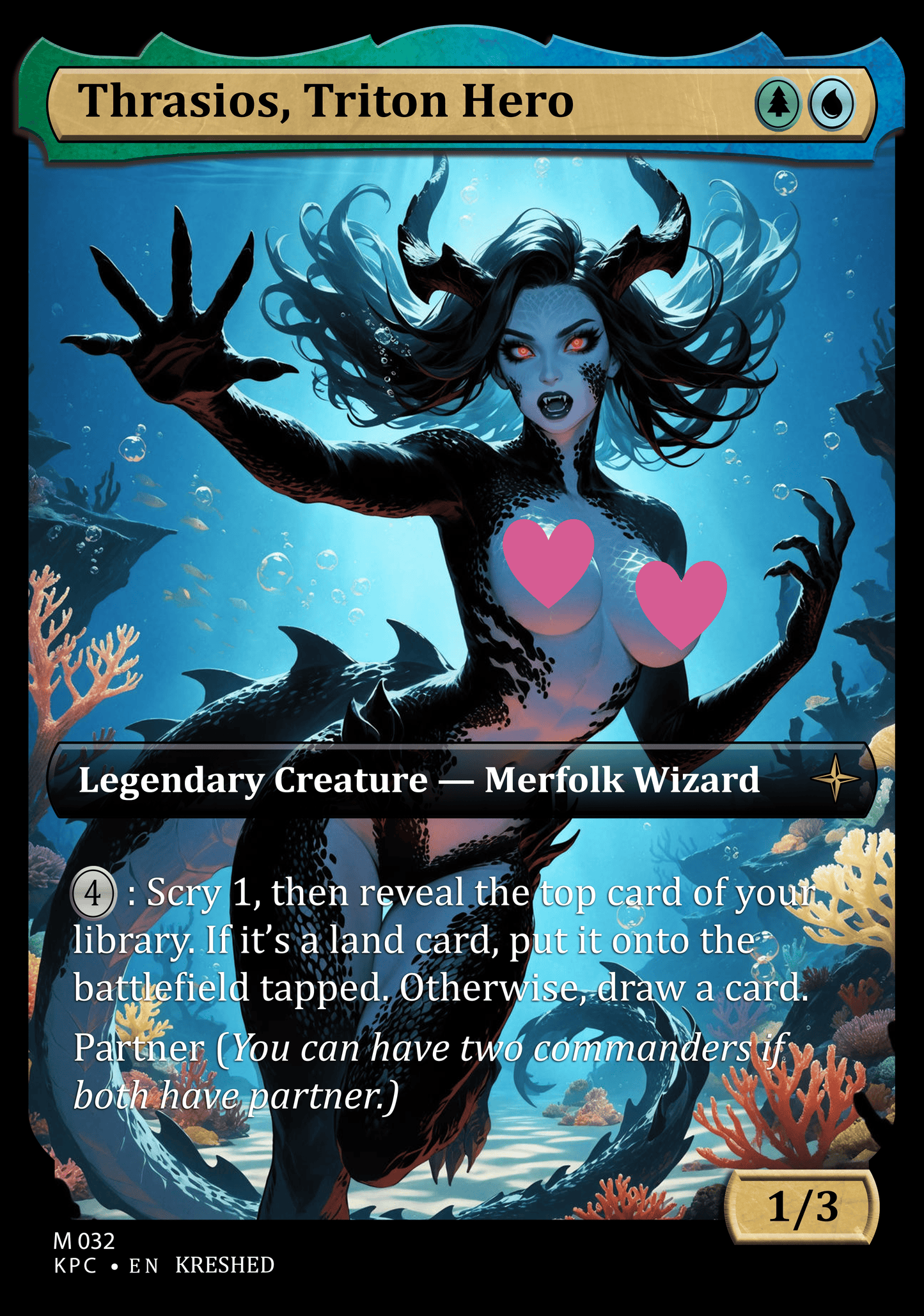 Thrasios, Triton Hero NSFW Waifu MTG Foil Proxy