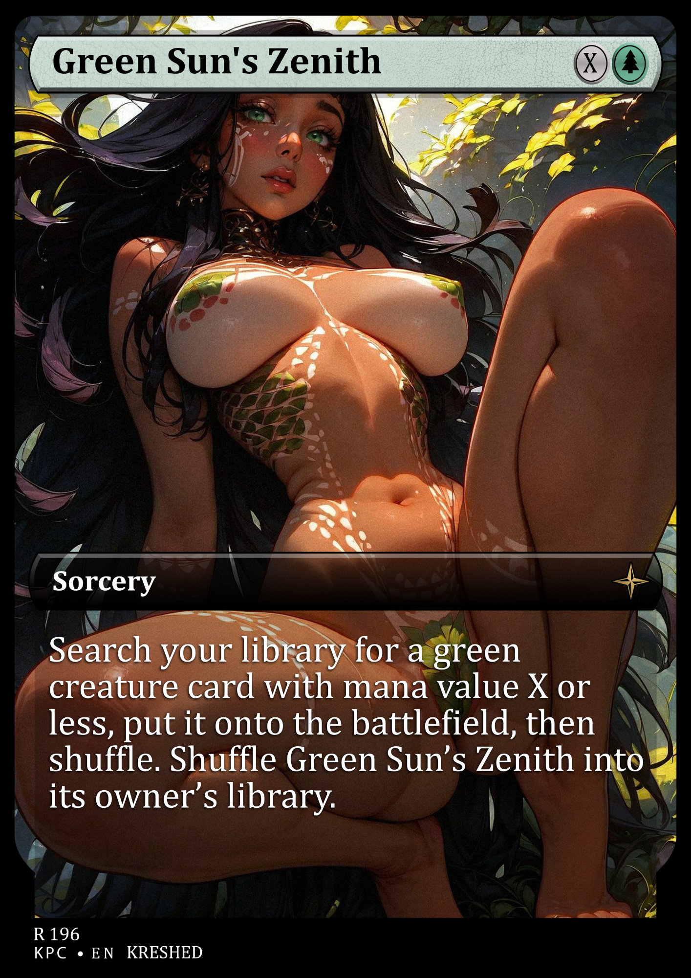 Green Sun's Zenith - Nsfw Waifu MTG Foil Proxy