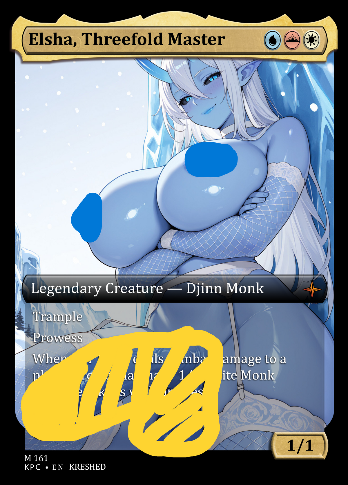 Elsha, Threefold Master -  Futanari NSFW Waifu MTG Foil Proxy