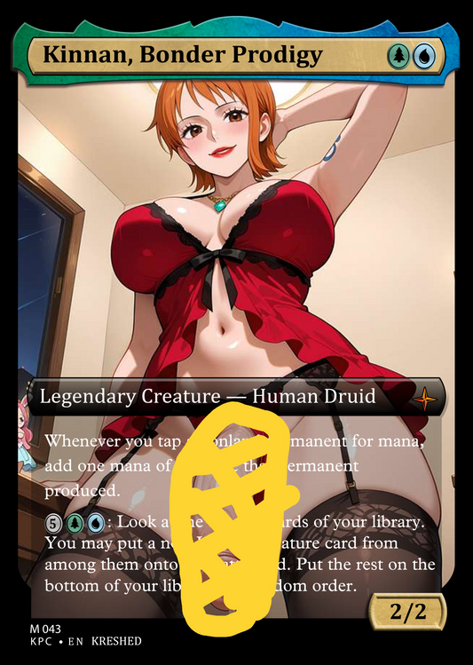 Kinnan, Bonder Prodigy - Nami Futanari NSFW Waifu MTG Foil Proxy