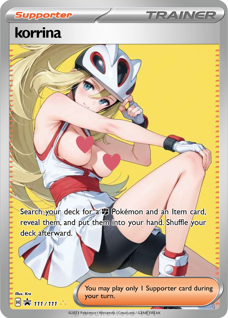 Korrina 111/111 NSFW Waifu Furry pokemon Foil Proxy