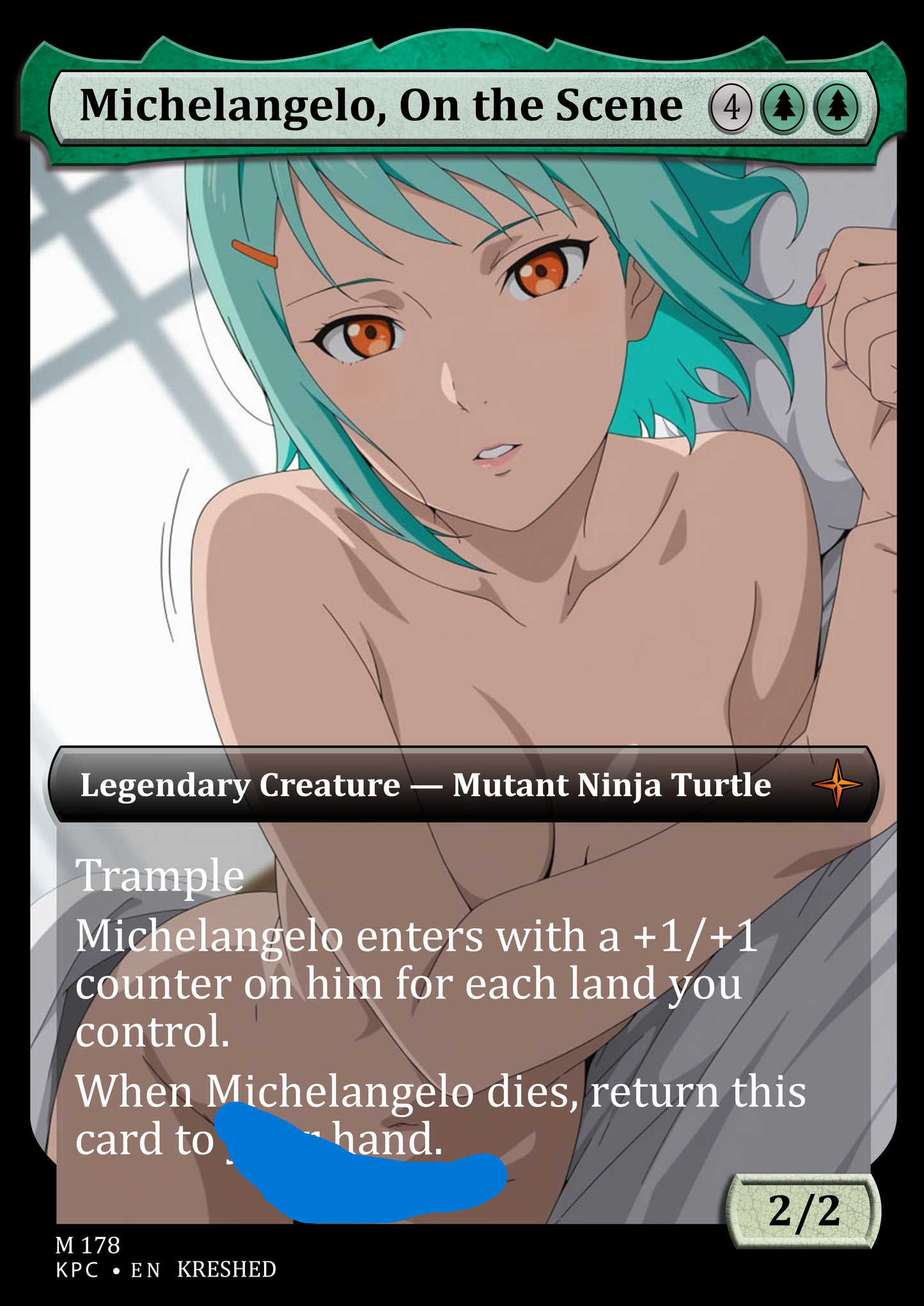 Michelangelo, on the Scene - NSFW Waifu MTG Foil Proxy