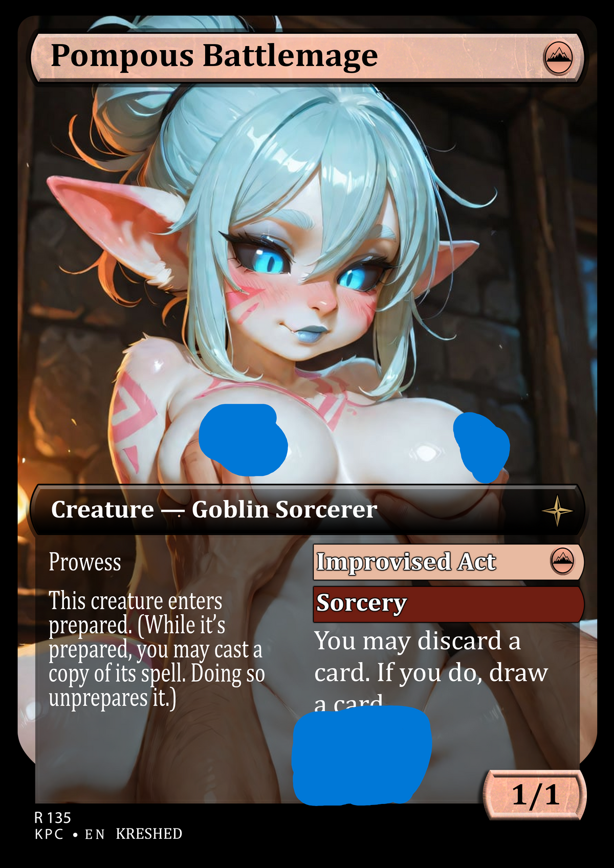 Pompous Battlemage - NSFW Waifu MTG Foil Proxy