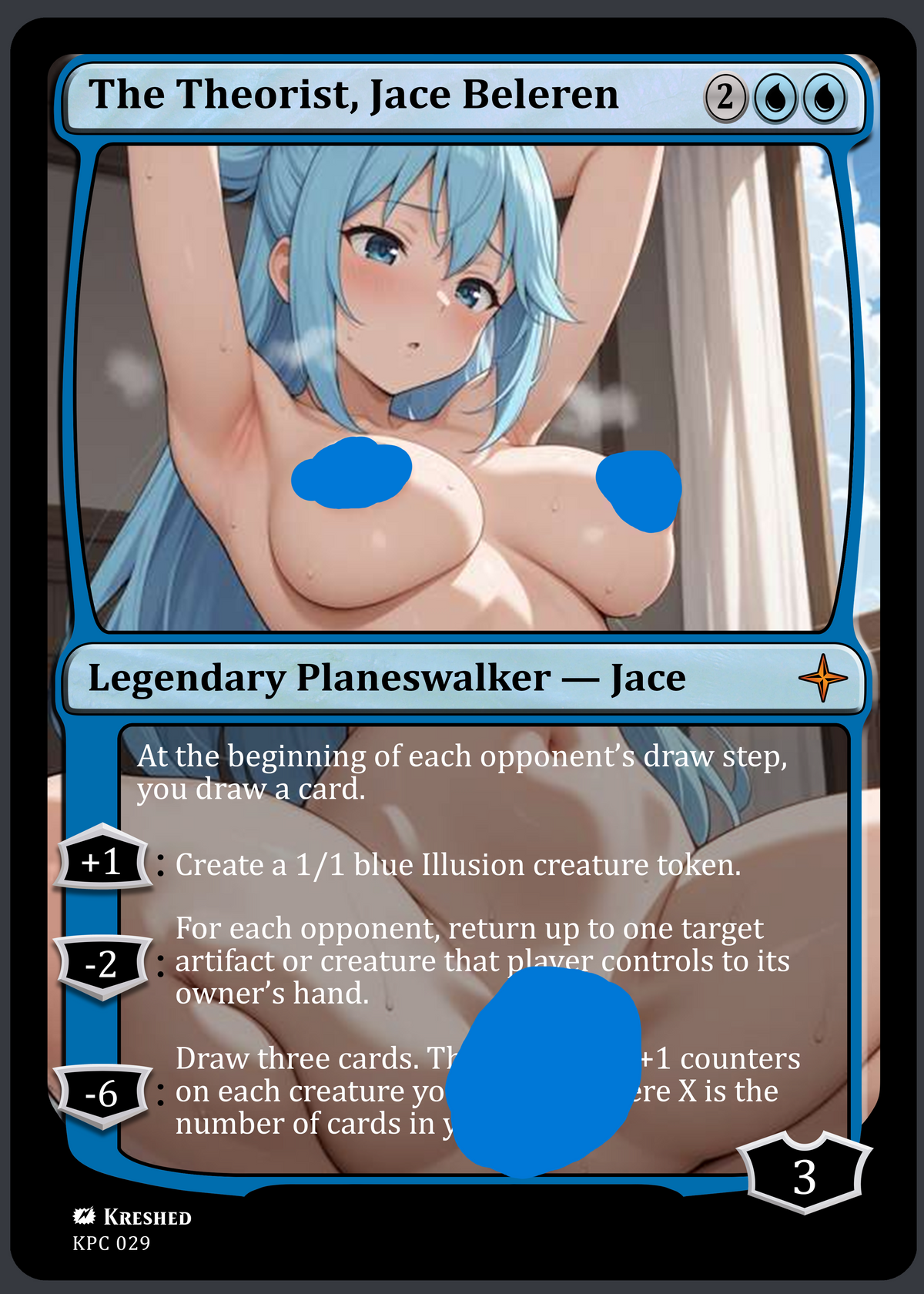 The Theorist, Jace Belen - Aqua NSFW Waifu MTG Foil Proxy