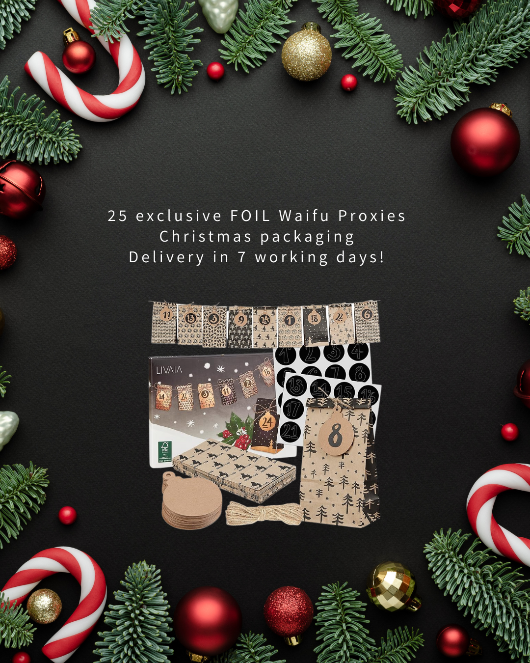 Waifu Christmas Advent Calendar – 24 Foil Waifu Proxy Cards
