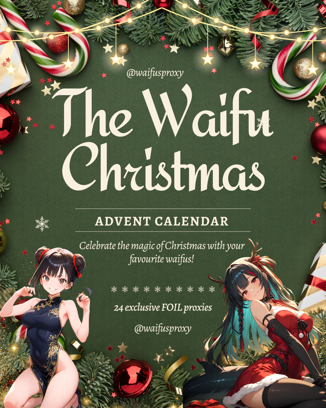 Waifu Christmas Advent Calendar – 24 Foil Waifu Proxy Cards