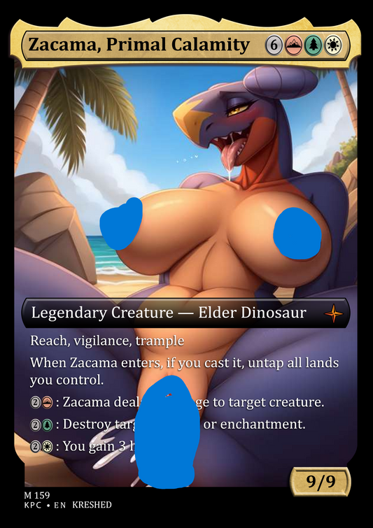 Zacama, Primal Calamity - NSFW Garchomp Waifu MTG Foil Proxy